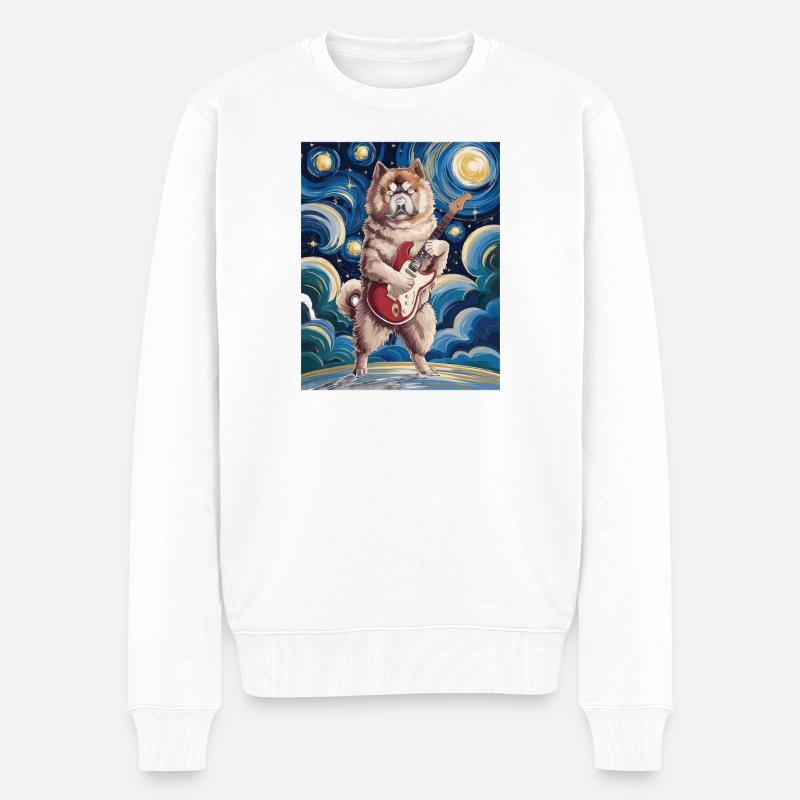 Starry Night Akita - Männer Premium Bio Pullover - Weiß