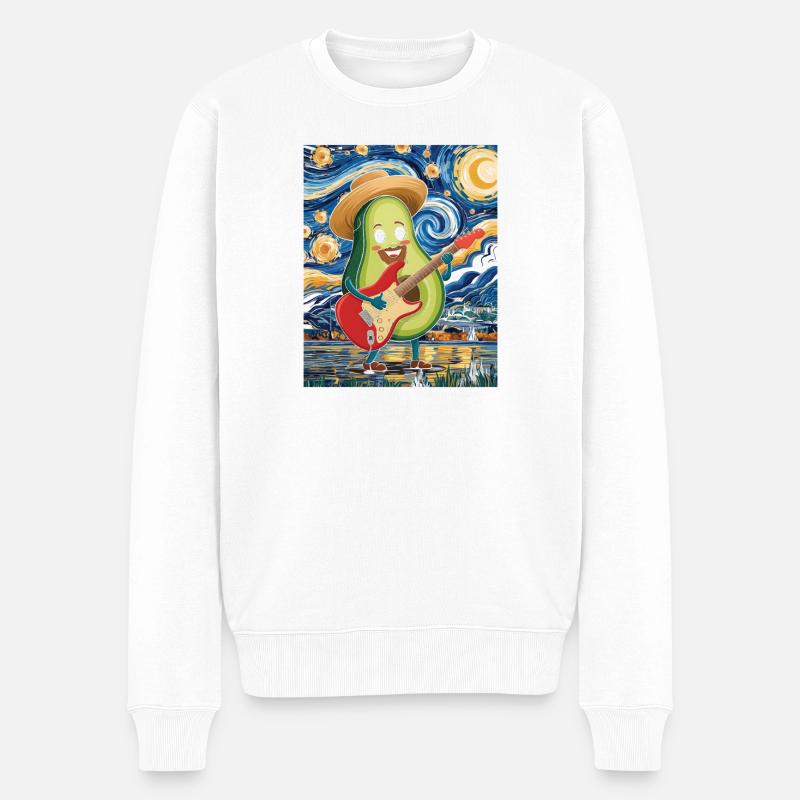 Avocado Musiker im Impressionstil - Männer Premium Bio Pullover - Weiß