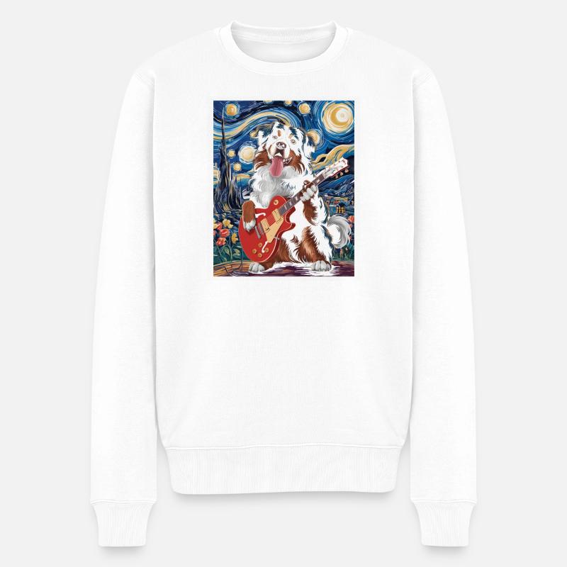 Hunde Starry Night Stil - Männer Premium Bio Pullover - Weiß