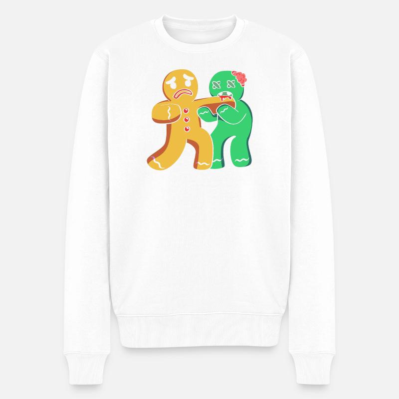 Lebkuchenmann Weihnachten Gingerbread Lebkuchen - Männer Premium Bio Pullover - Weiß