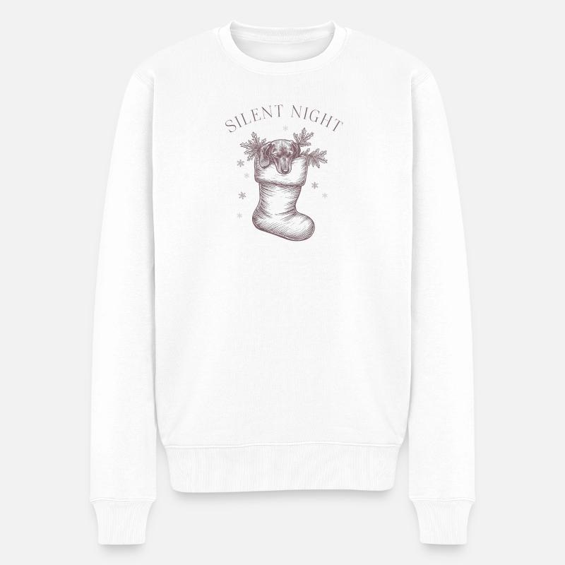 Silent Night – Vintage Dackel Xmas Socke - Männer Premium Bio Pullover - Weiß