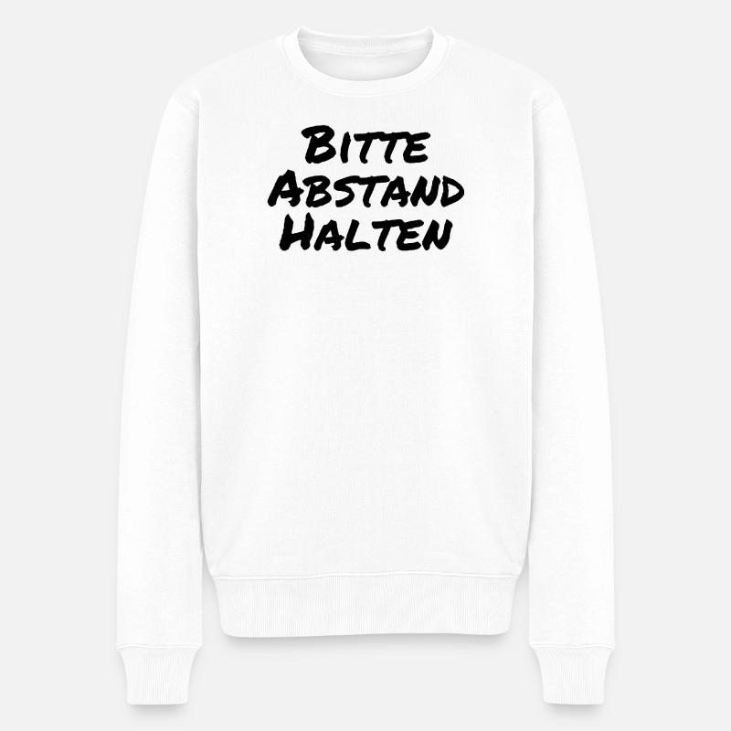 Bitte Abstand halten - Männer Premium Bio Pullover - Weiß