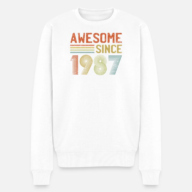 Rétro 1987 célébration Design - Pull Premium bio Homme - blanc