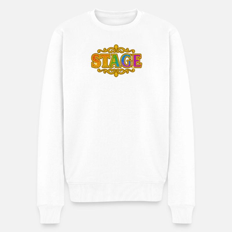 Bunter Theater-Stage Schriftzug - Männer Premium Bio Pullover - Weiß