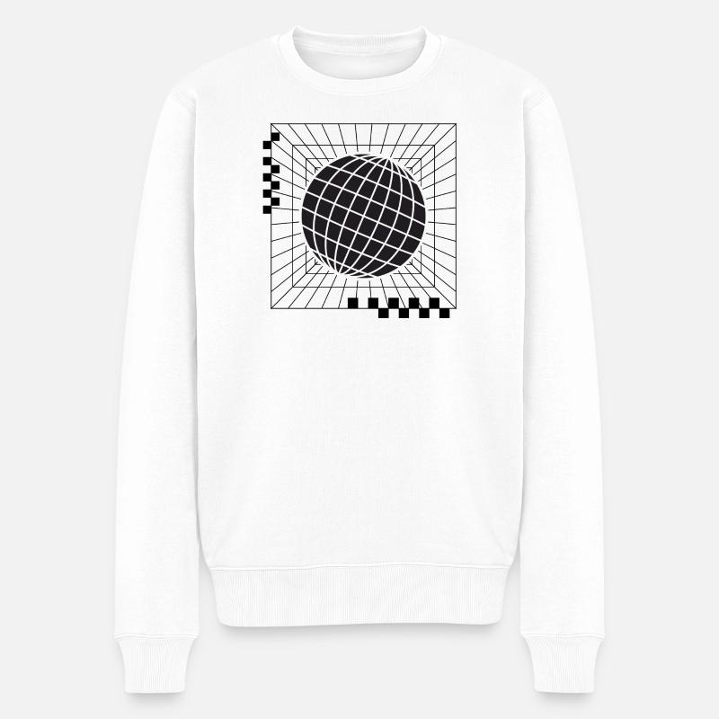 Geometrisches globales Kugeldesign - Männer Premium Bio Pullover - Weiß