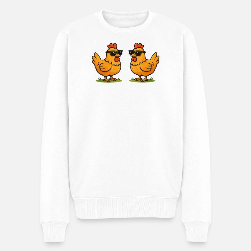 Poulets avec lunettes de soleil - Pull Premium bio Homme - blanc