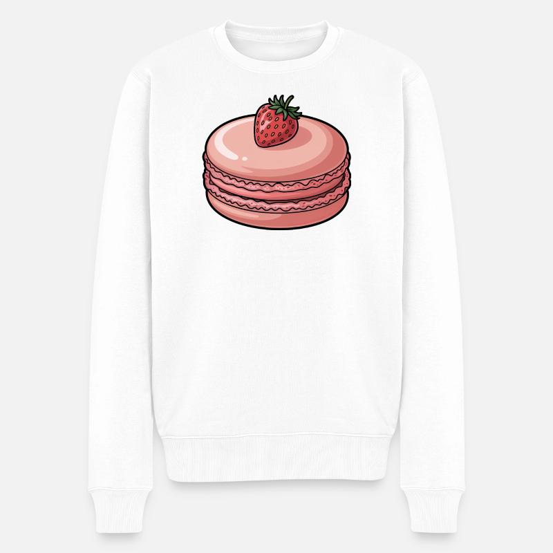 Erdbeer-Macaron-Dessert - Männer Premium Bio Pullover - Weiß