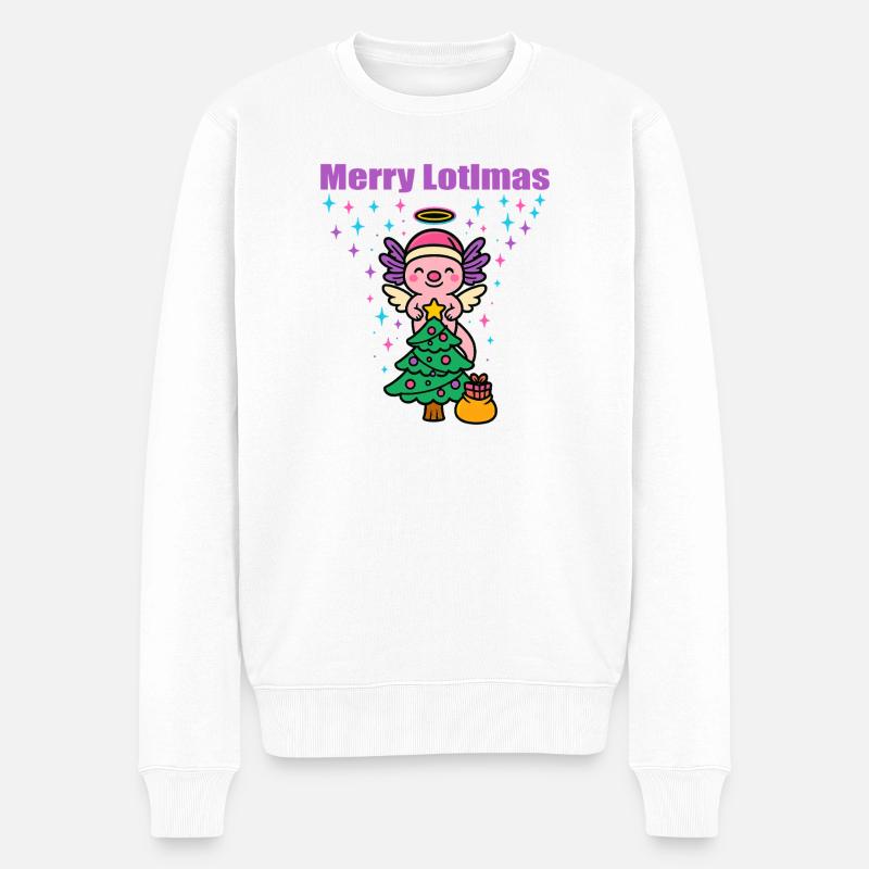 Joyeux Noël Lotlmas Axolotl - Pull Premium bio Homme - blanc