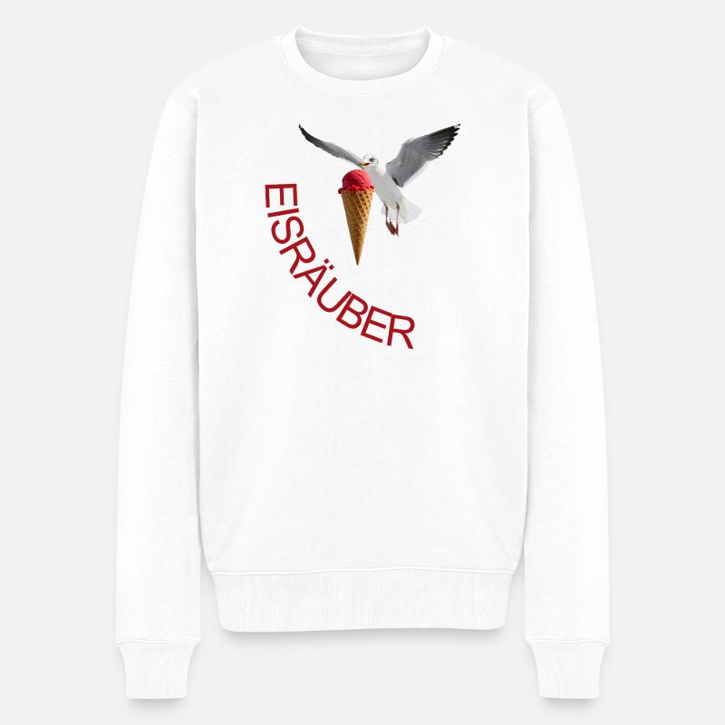 Möwe mit Eiscreme Eisräuber - Pull Premium bio Homme - blanc