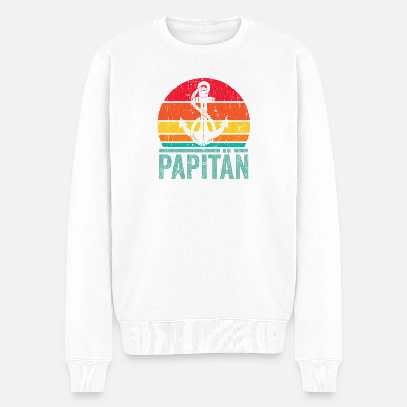 Nautischer Papitan Retro Design - Männer Premium Bio Pullover - Weiß