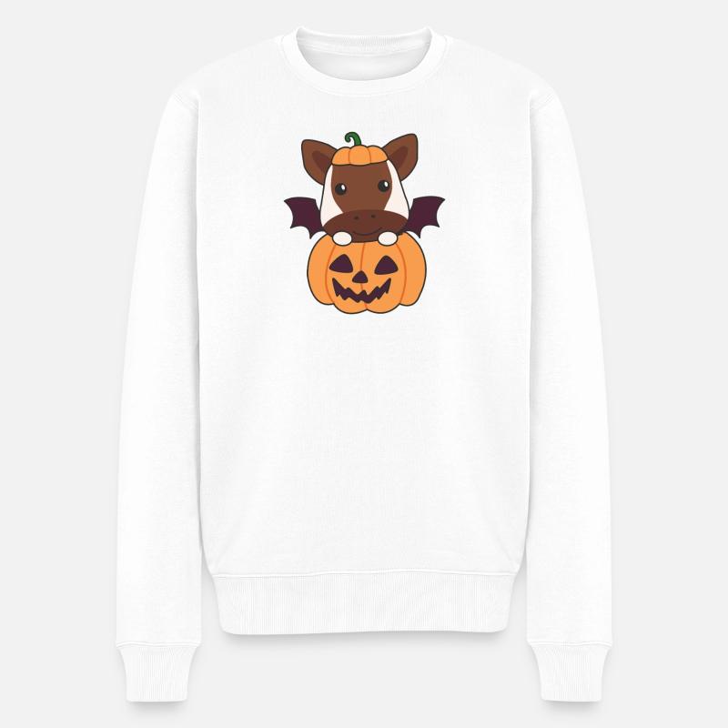 Okapi Joyeux Halloween Citrouille Chauve-souris - Pull Premium bio Homme - blanc