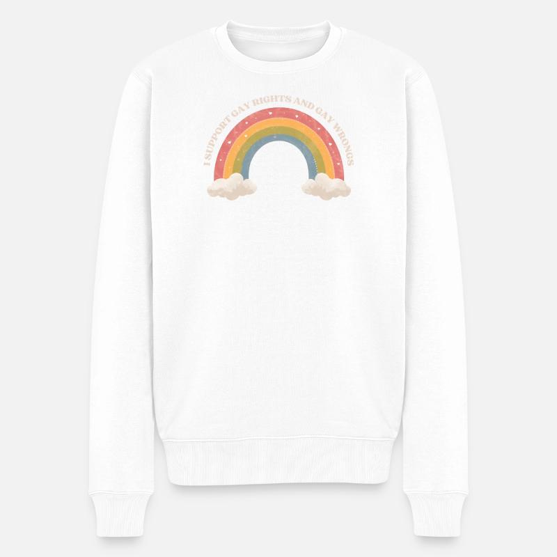 I Support Gay Rights – Pastell Regenbogen Shirt - Männer Premium Bio Pullover - Weiß