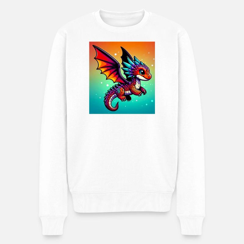 Drache - Männer Premium Bio Pullover - Weiß