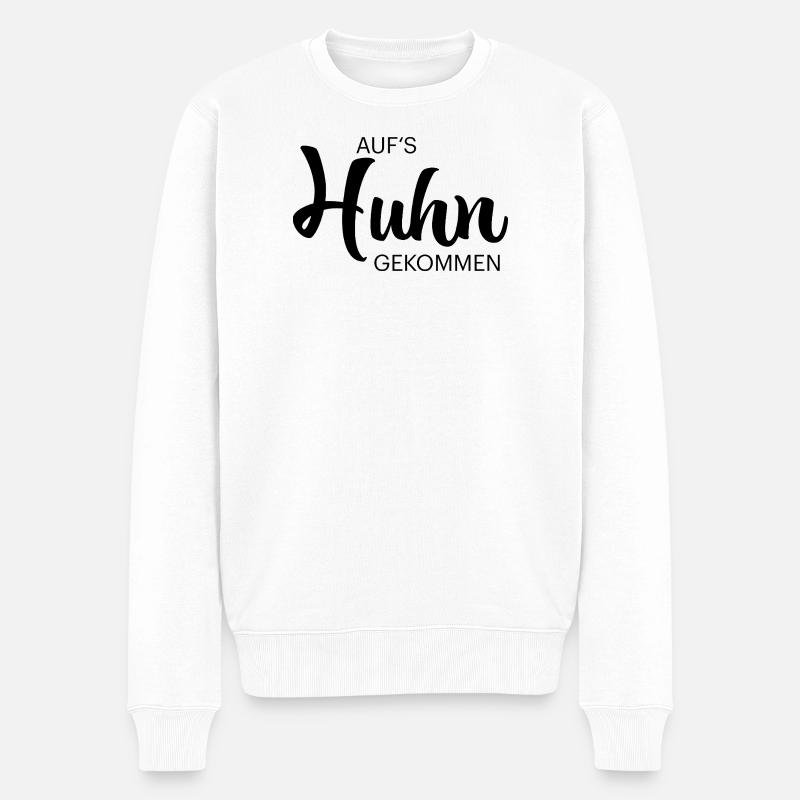 Venons-en au lettrage du poulet - Pull Premium bio Homme - blanc