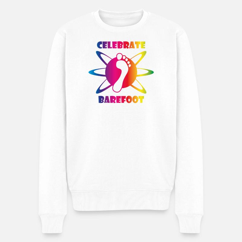 celebrate barefoot - barfuß feiern (iactive) - Männer Premium Bio Pullover - Weiß