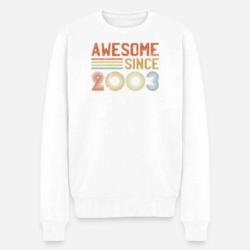 Retro 2003 Feier Diagramm Text - Männer Premium Bio Pullover - Weiß