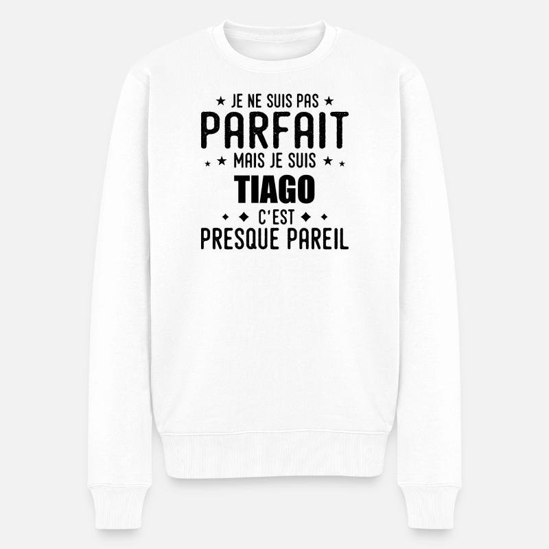 Tiago: authentisch, unvollkommen, oberflächlich, perfekt - Männer Premium Bio Pullover - Weiß