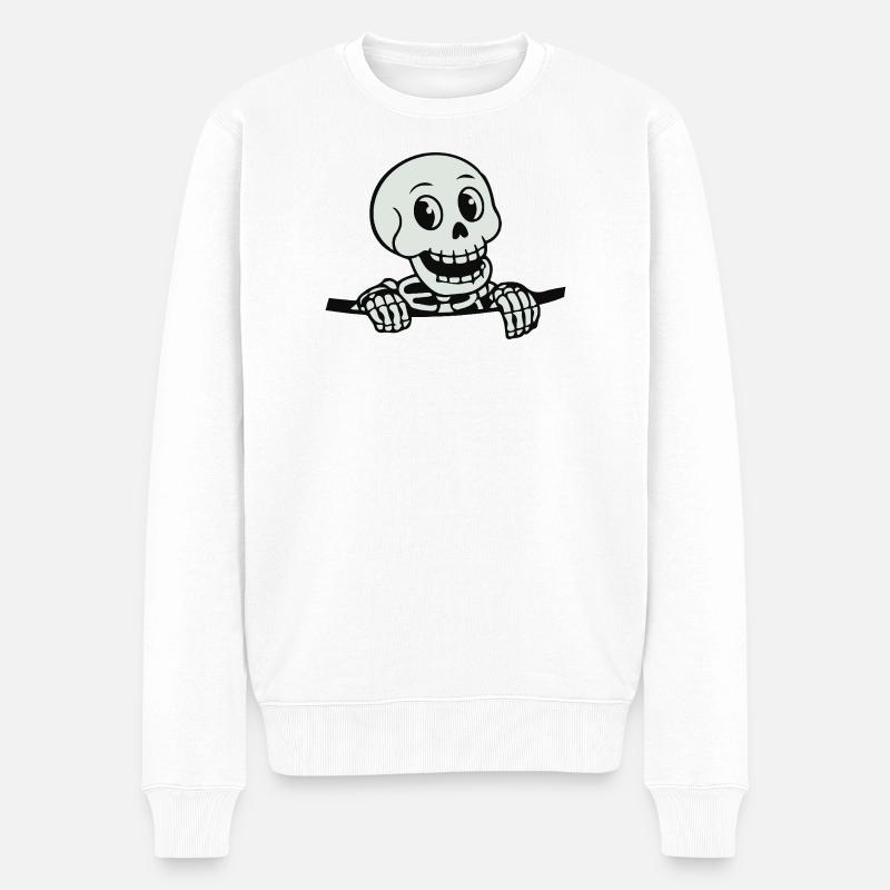 Verspieltes Skelett-Cartoon-Design - Männer Premium Bio Pullover - Weiß
