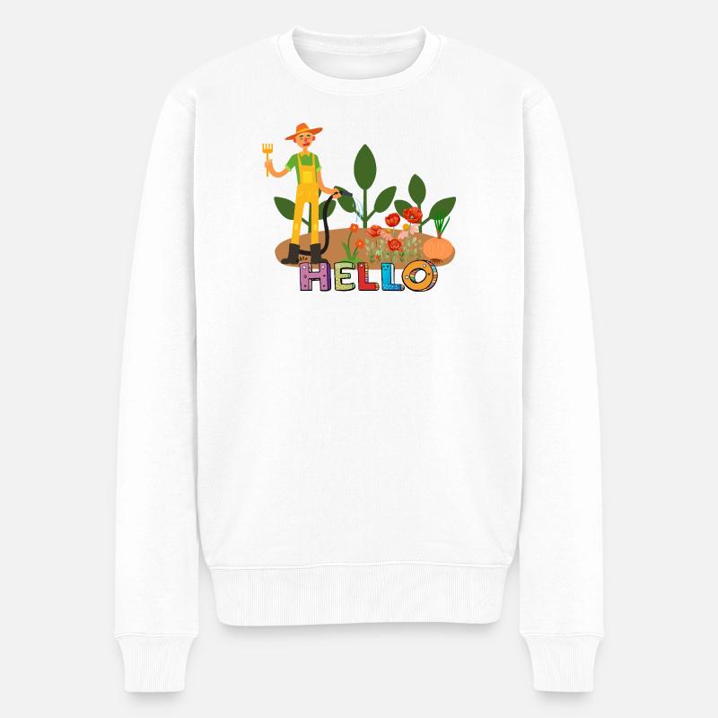 Hallo Gärtner – Gärtner und Blumen. - Männer Premium Bio Pullover - Weiß