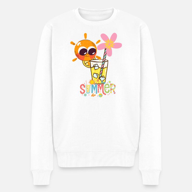 Sommerstimmung – schöne Sonne und Getränk. - Männer Premium Bio Pullover - Weiß