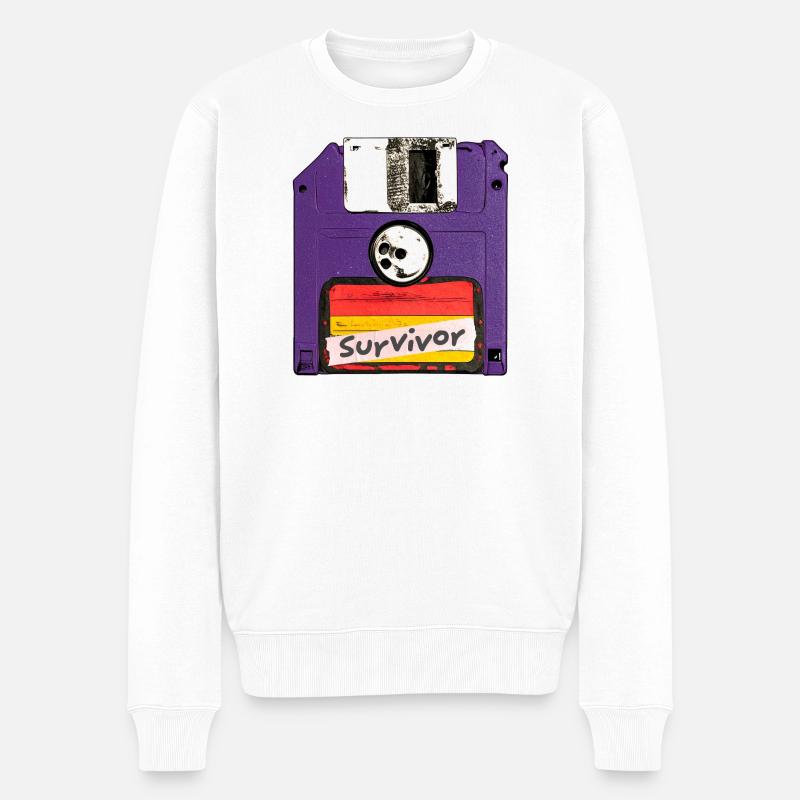 Überlebende Kasette - Männer Premium Bio Pullover - Weiß