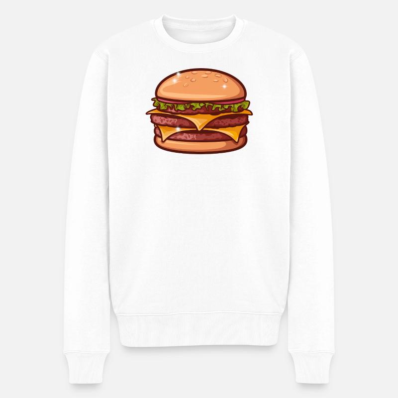 Saftiger Cheeseburger - Männer Premium Bio Pullover - Weiß