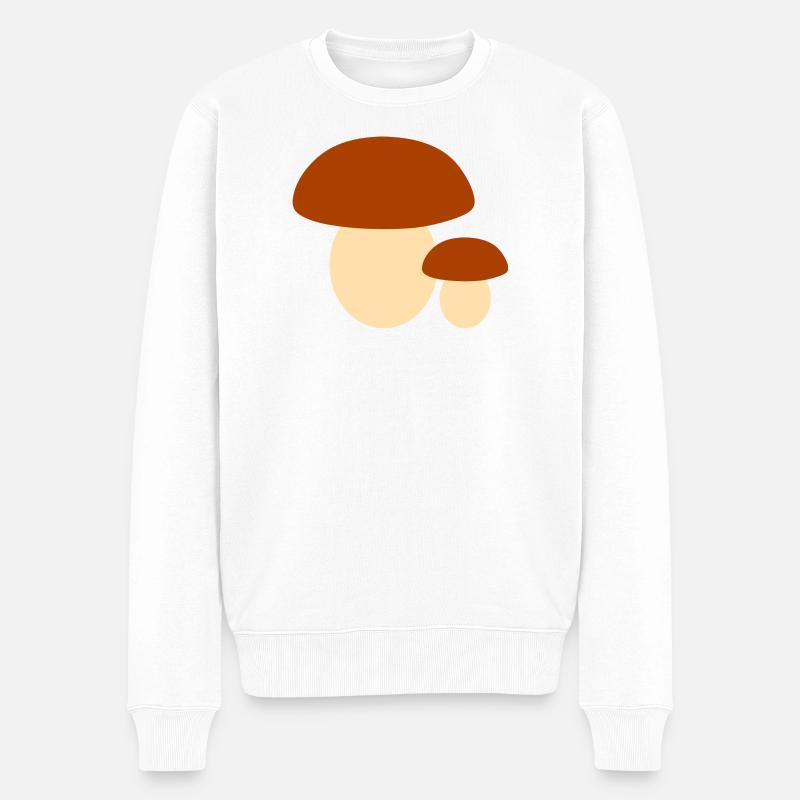 Minimalistische Pilz-Illustration - Männer Premium Bio Pullover - Weiß