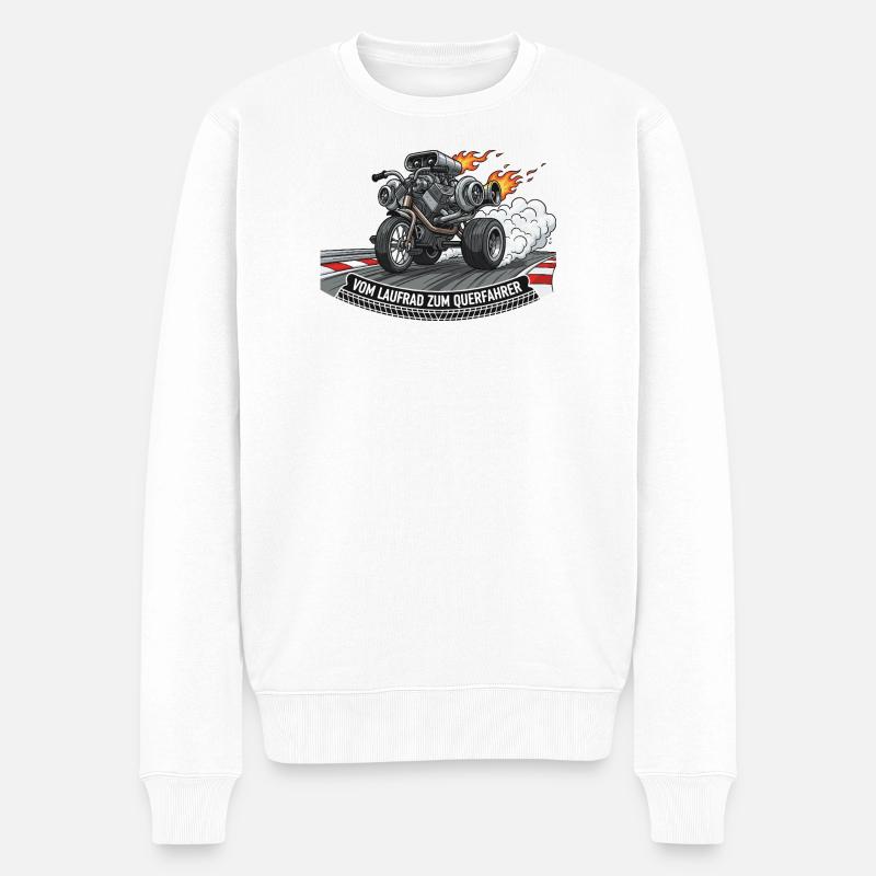 Vom Laufrad zum Querfahrer - Männer Premium Bio Pullover - Weiß