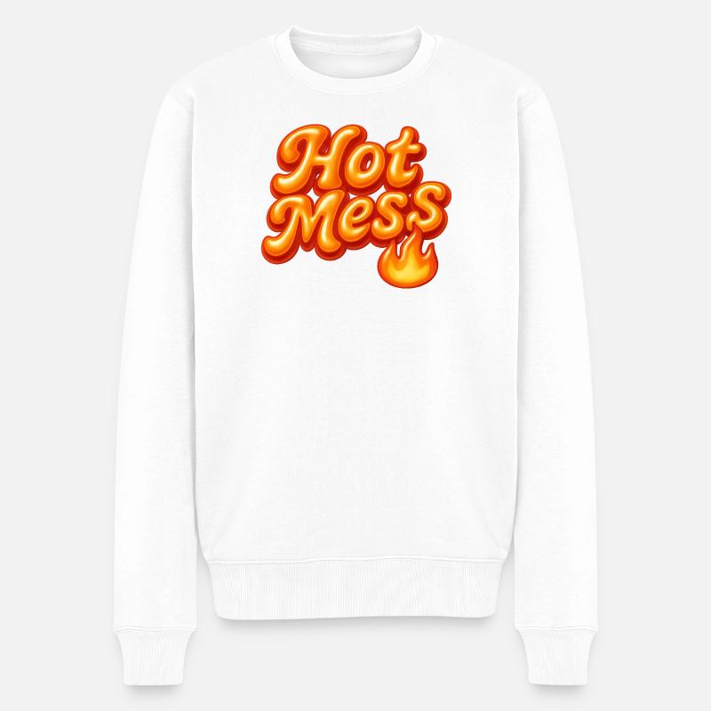 hot mess / y2k statement design - Männer Premium Bio Pullover - Weiß