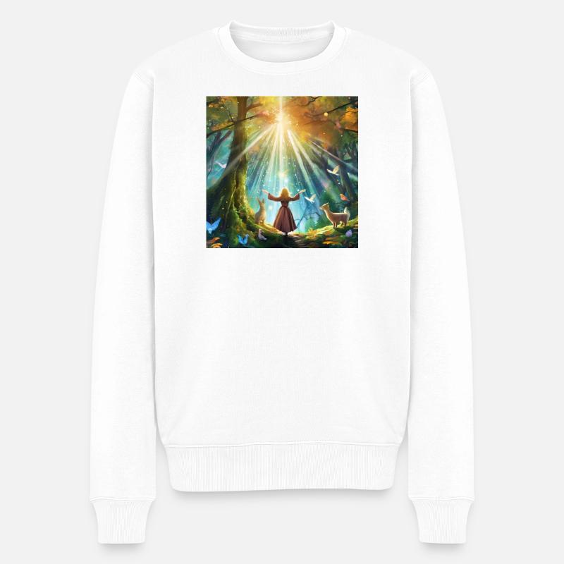 Mystischer Wald - Feel the nature - Männer Premium Bio Pullover - Weiß