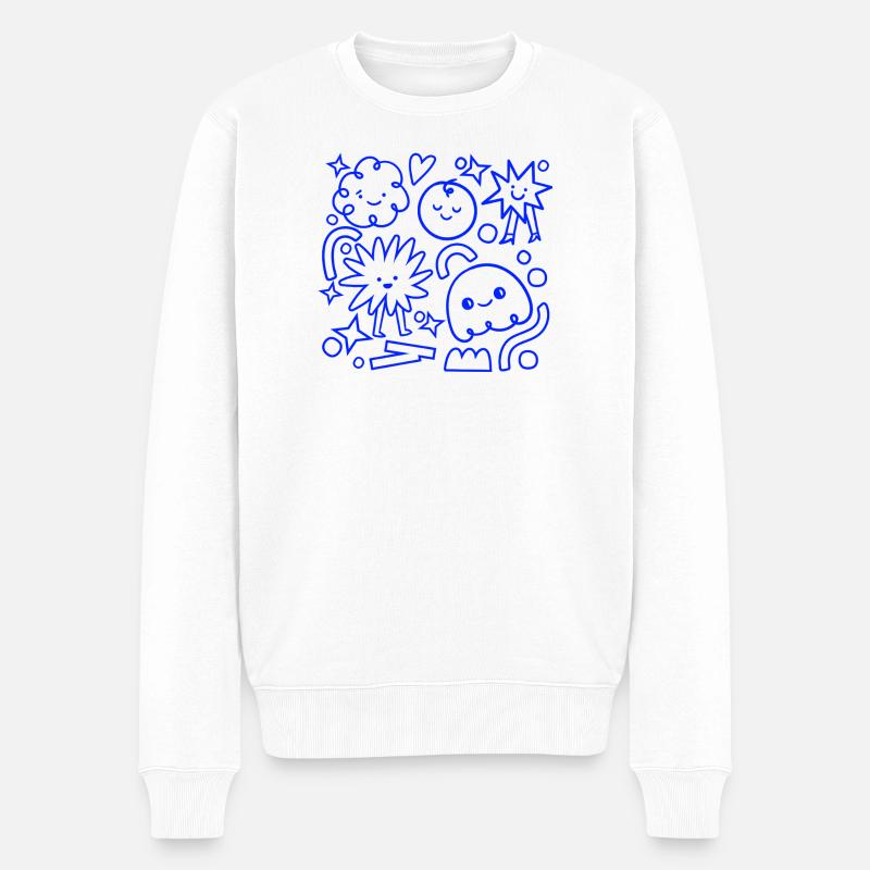 Kinderkritzel – Fröhliches Chaos - Männer Premium Bio Pullover - Weiß