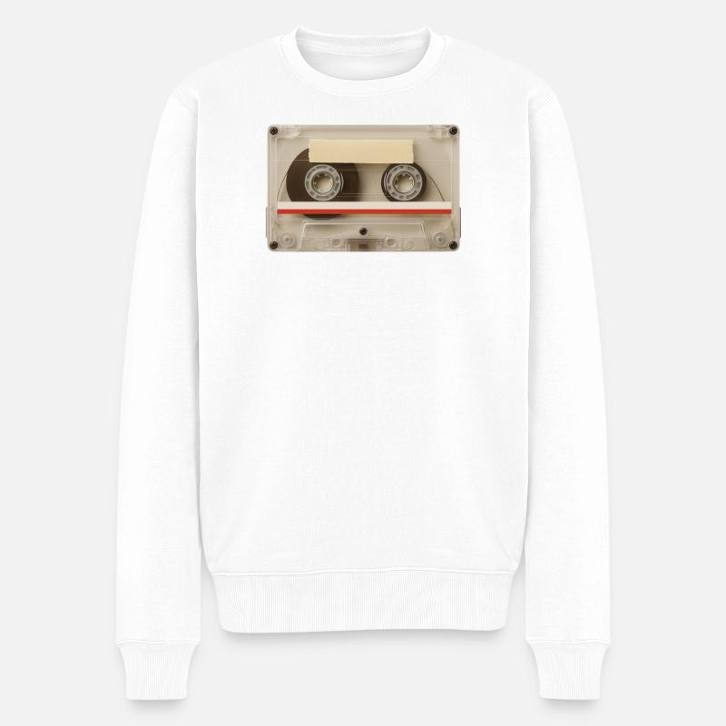 Transparente Kassette – Retro Mixtape - Männer Premium Bio Pullover - Weiß