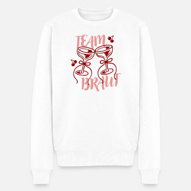 Team Braut – Kirschgläser - Männer Premium Bio Pullover - Weiß