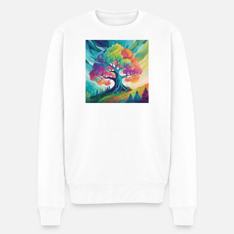 Arbre arc-en-ciel de la créativité - Pull Premium bio Homme - blanc