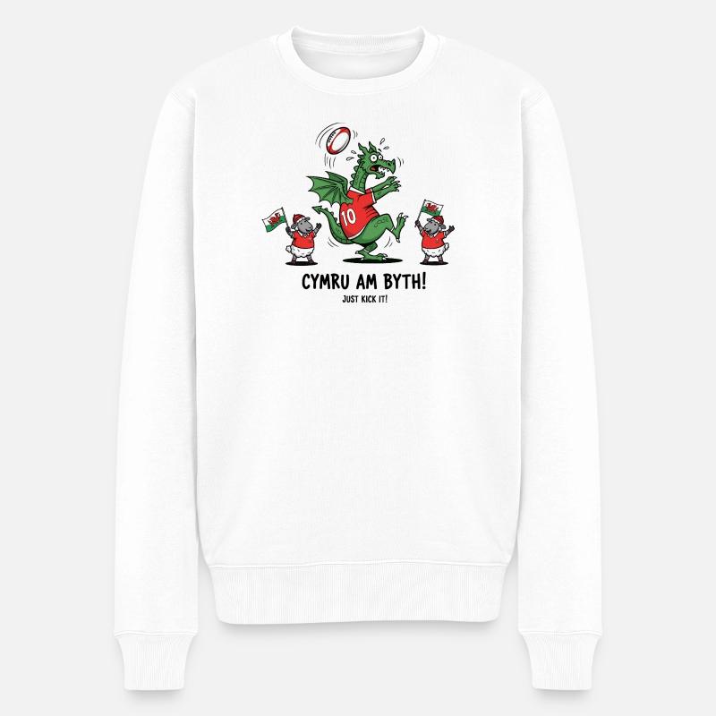 Walisisches Rugby-Drachenfest - Männer Premium Bio Pullover - Weiß