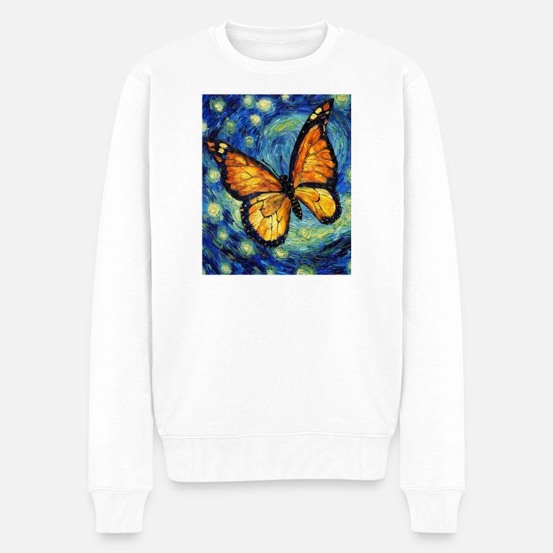 Papillon étoilé style Van Gogh - Pull Premium bio Homme - blanc