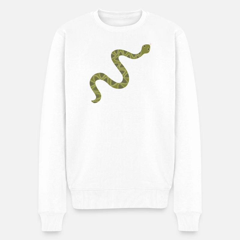 Lebendige grüne Schlange Illustration - Männer Premium Bio Pullover - Weiß