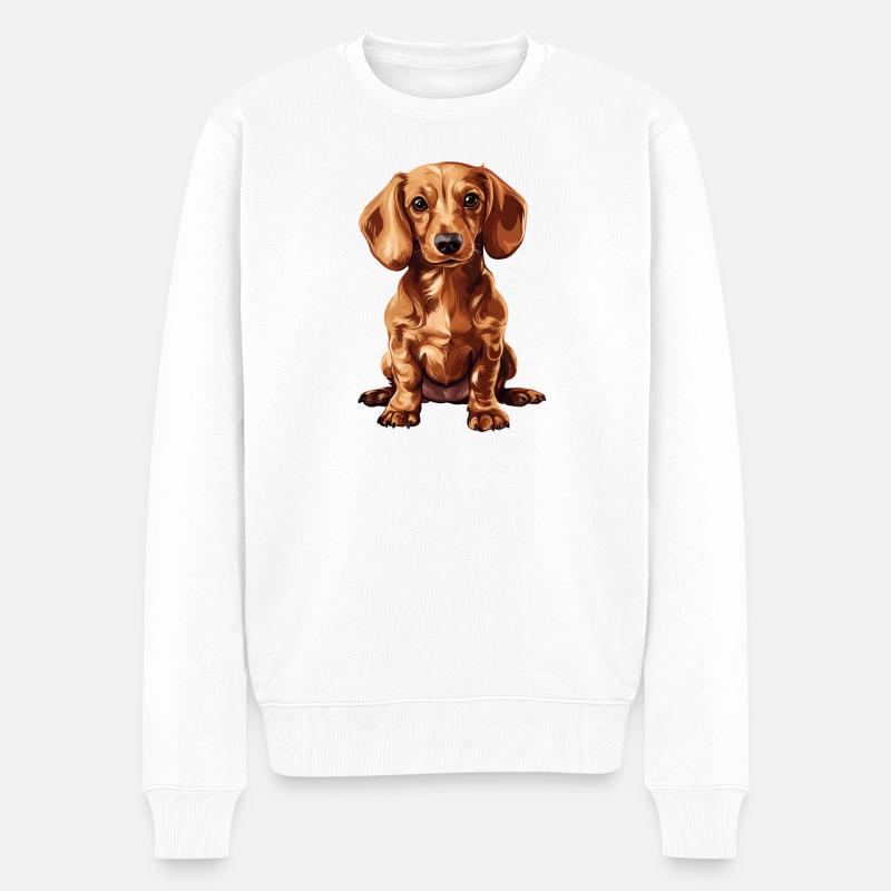 Niedlicher Dackel mit Charme - Männer Premium Bio Pullover - Weiß
