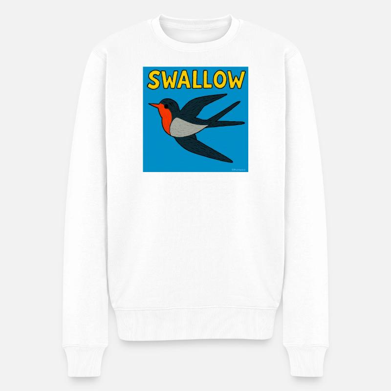 Schwalben-Kunst-Illustration - Männer Premium Bio Pullover - Weiß