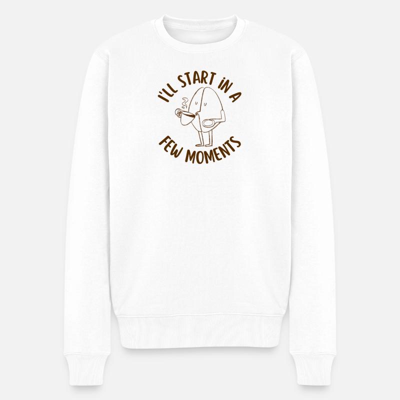 Kaffeesüchtig - Männer Premium Bio Pullover - Weiß