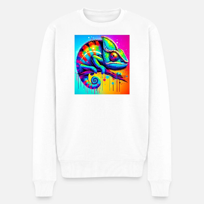 Chamäleon - Männer Premium Bio Pullover - Weiß