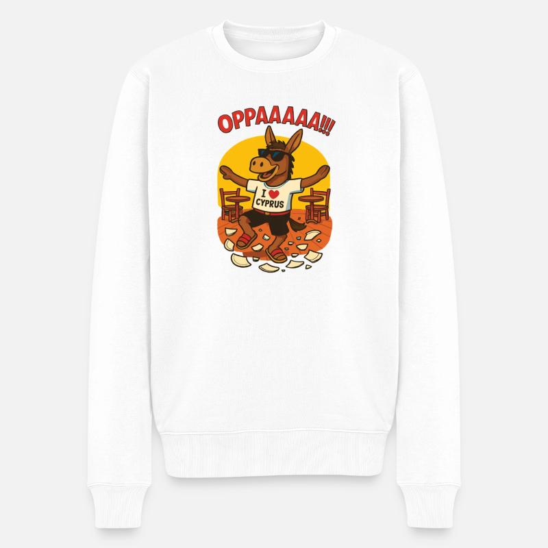 Lustiger Esel mit Zypern-Inschriften - Männer Premium Bio Pullover - Weiß