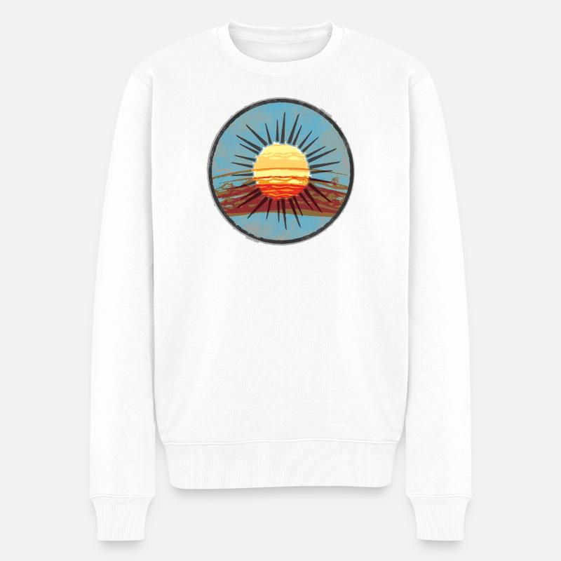 Abstrakter Sonnenuntergang auf Wasser - Männer Premium Bio Pullover - Weiß