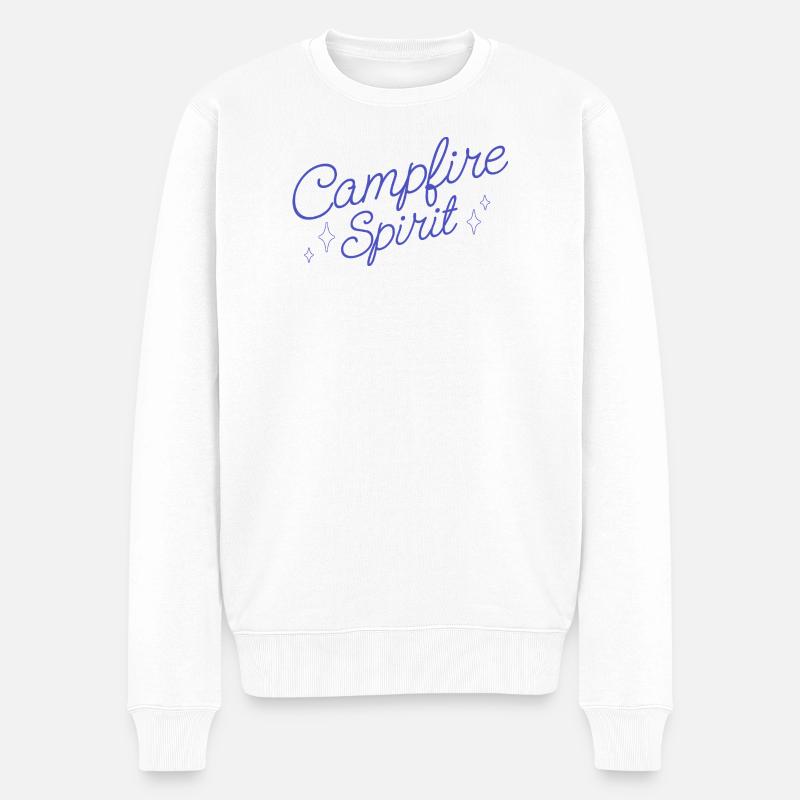 Lettrage Campfire Adventure - Pull Premium bio Homme - blanc