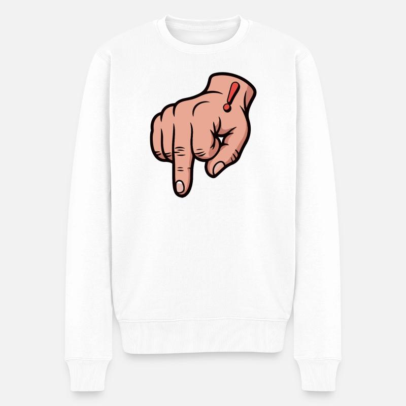 Fette rote Ausrufezeichen-Handillustration - Männer Premium Bio Pullover - Weiß