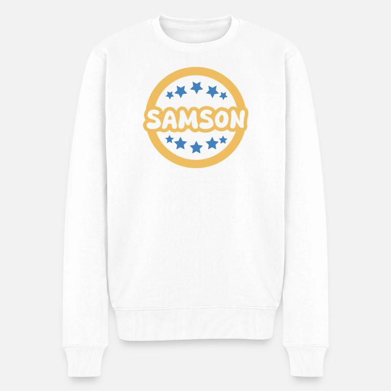 Galactic Sampson Lettering for Samson - Men's Premium Organic Jumper - white