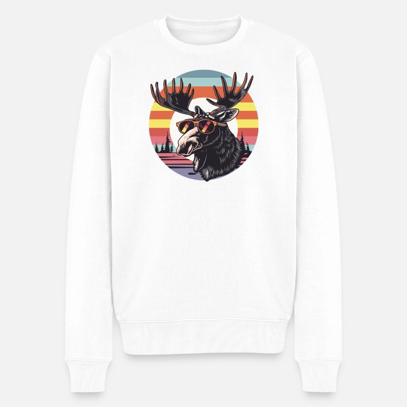 Élan rétro avec lunettes de soleil - Pull Premium bio Homme - blanc