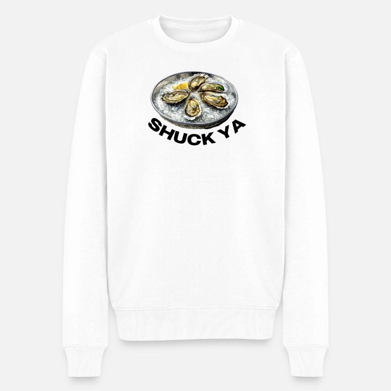 Frischer Austern-Genuss auf Eis - Männer Premium Bio Pullover - Weiß