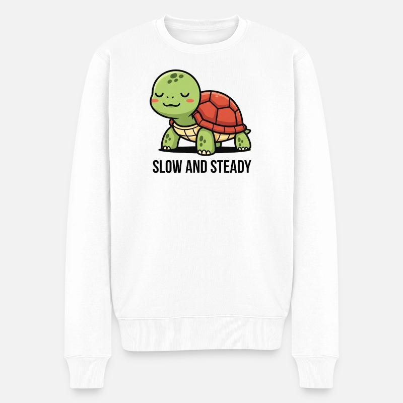 Schildkröte Slow and Steady für Tierliebhaber - Männer Premium Bio Pullover - Weiß