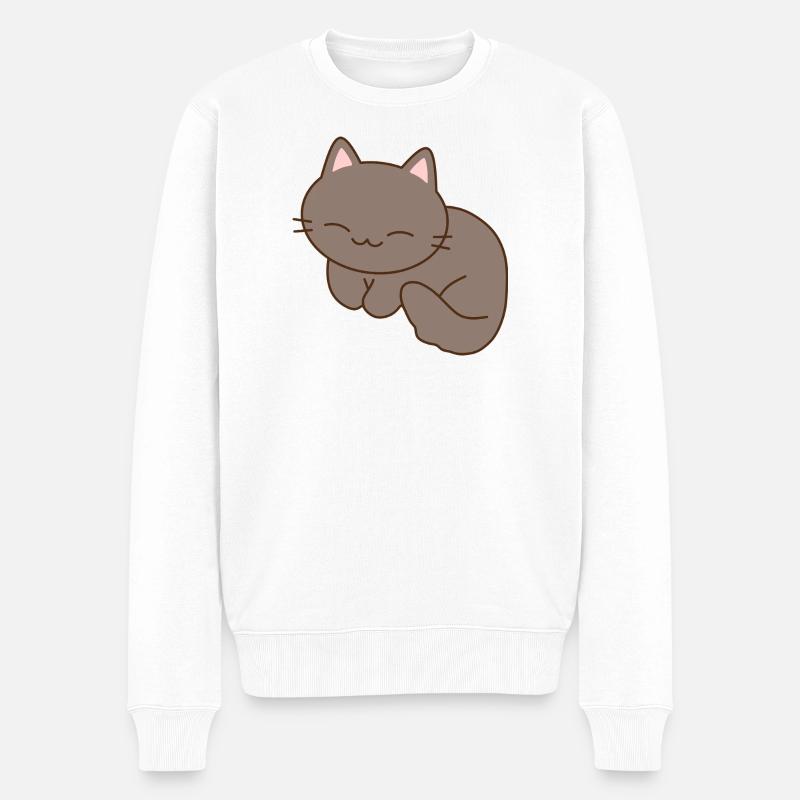 Mignon chat souriant illustration - Pull Premium bio Homme - blanc